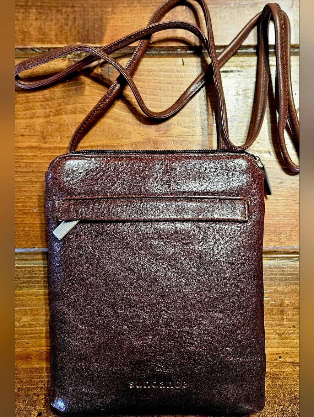 Sundance Dark Brown Leather Crossbody Bag - Picture 1 of 5